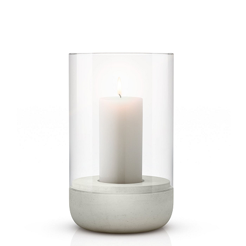 Blomus 65444 Kerzenständer Beton, Glas Weiß