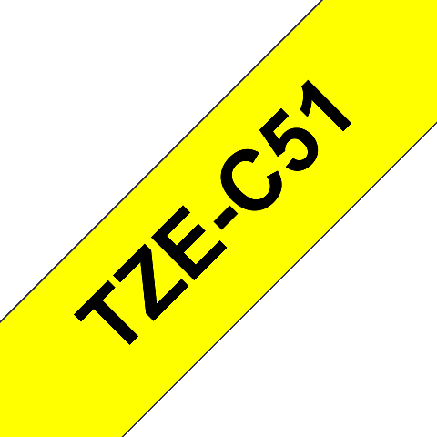 Brother TZE-C51 Etiketten erstellendes Band Schwarz auf fluoreszierendem Gelb