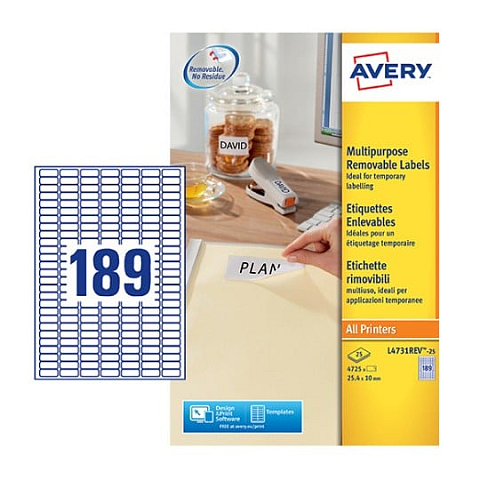 Avery Universal-Etiketten, weiß, 25,4 x 10 mm, wiederablösbar