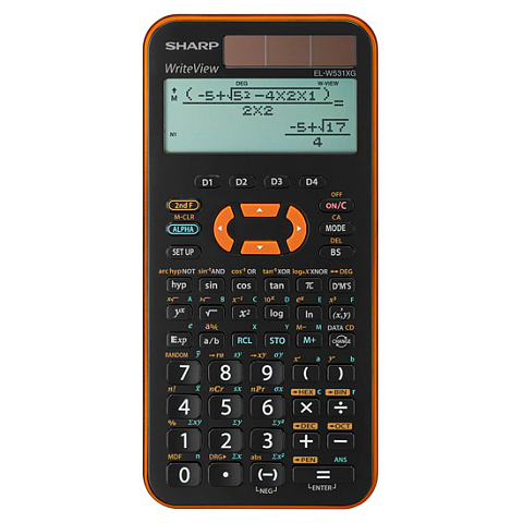 Sharp EL-W531XGYR Taschenrechner Tasche Wissenschaftlicher Taschenrechner Schwarz, Orange
