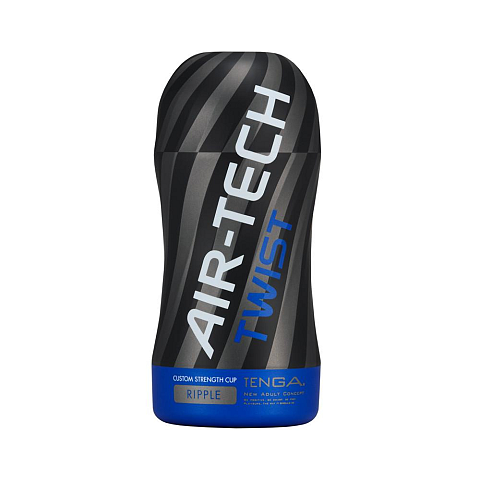Tenga AIR-TECH TWIST RIPPLE Männlicher Streichler Schwarz, Blau Thermoplastisches Elastomer (TPE)