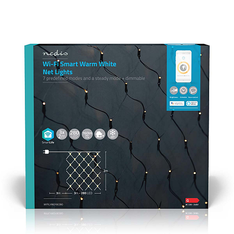 Nedis WIFILXN01W280 Beleuchtungsdekoration Leichte Dekorationskette 280 Glühbirne(n) LED 3,1 W G