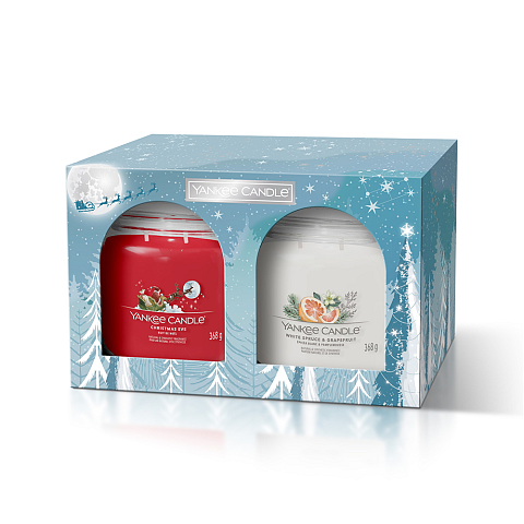 Yankee Candle Holiday Bright Lights 2 Med Signature Jar Giftset Wachskerze Zylinder Rot, Weiß 2 Stück(e)