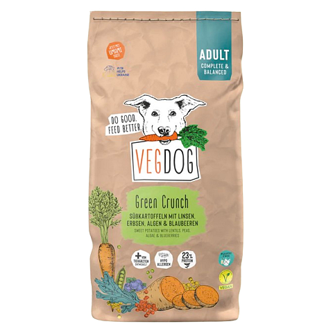VEGDOG Green Crunch 10 kg Adult Linse, Erbse, Kartoffel