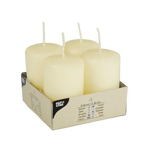 Papstar 15361 Wachskerze Zylinder Elfenbein 4 Stück(e)