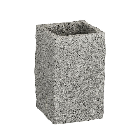 WENKO Nature 20437100 Zahnputzbecher Polyresin Quadratisch Einzelbild Freistehender Badezimmerbecher