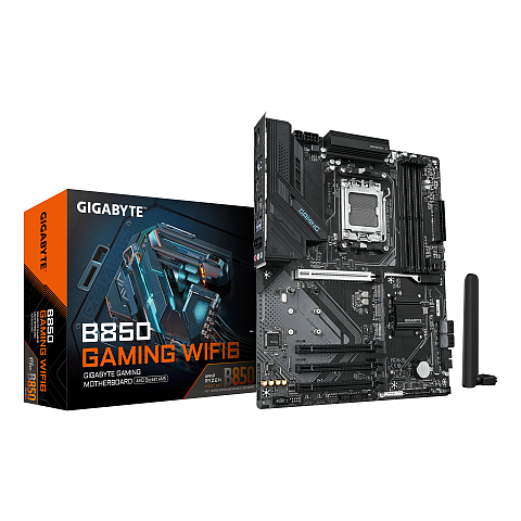 GIGABYTE B850 GAMING WIFI6 Motherboard - AMD Ryzen 9000 Serie CPUs, 6+2+2 Phasen digitales VRM, bis zu 8200MHz DDR5 (OC), 1xPCIe 5.0 + 2xPCIe 4.0 M.2, GbE LAN, WIFI 6, USB 3.2 Gen 2