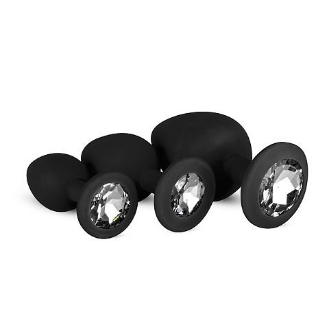EasyToys ET603BLK Anal-Sexspielzeug Stumpfstopfen-Satz Schwarz, Silber Silikon 3 Stück(e)