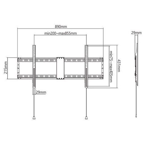 Gembird WM-90F-01 TV-Halterung 2,29 m (90") Schwarz