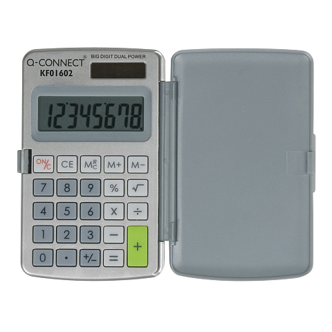 Q-CONNECT KF01602 Taschenrechner Tasche Einfacher Taschenrechner Grau, Weiß