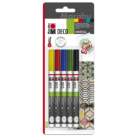 Marabu Deco Painter Basic Schwarz, Blau, Grün, Rot, Gelb 5 Stück(e)