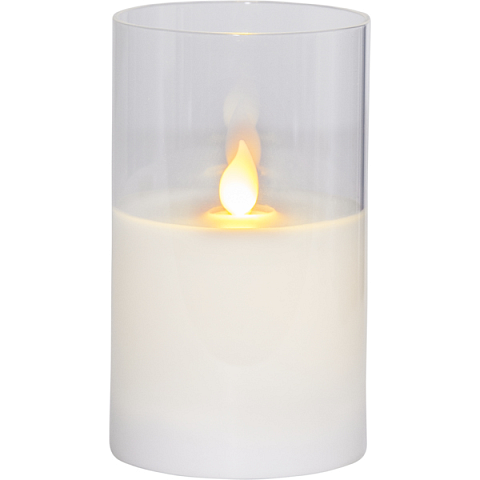 Star Trading LED-Kerze Twinkle im Glas 10x12,5cm weiß