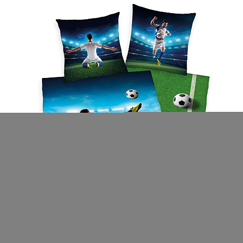 HERDING Young Collection Bettwäsche-Set ‘Fußball Fallrückzieher’ - 80-x-80-cm-135-x-200-cm