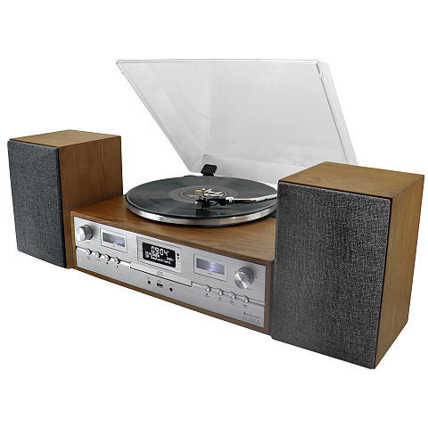 Soundmaster PL895 Plattenspieler Audio-Plattenspieler mit Riemenantrieb Holz Halbautomatisch