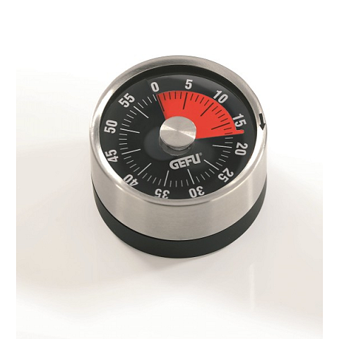 GEFU OPTICO Mechanischer Küchentimer Schwarz, Edelstahl