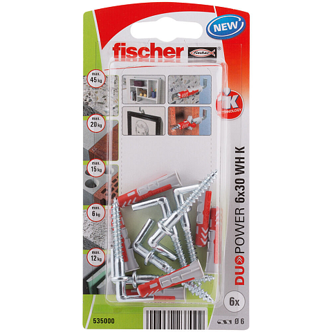 Fischer 535000 Schraubanker/Dübel 6 Stück(e) Schrauben- & Dübelsatz 30 mm