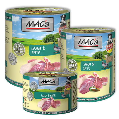 MAC's 915 Hunde-Dosenfutter Ente, Lamm 400 g