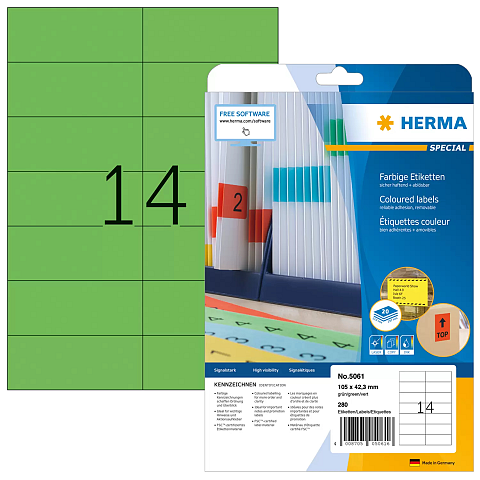HERMA Farbige Etiketten A4 105x42.3 mm grün Papier matt 280 St.