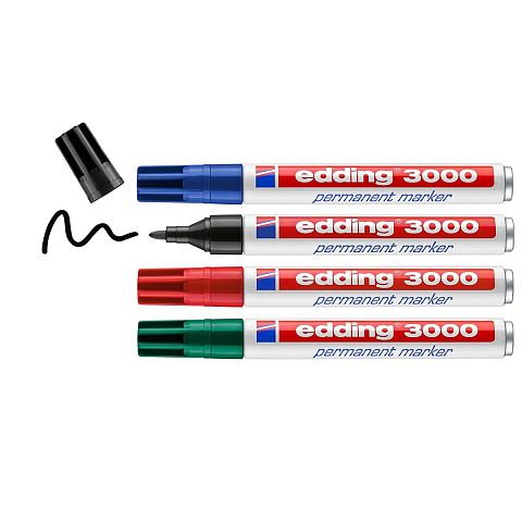 Edding 3000 Permanentmarker 4er Set basic, Rundspitze 1,5-3 mm