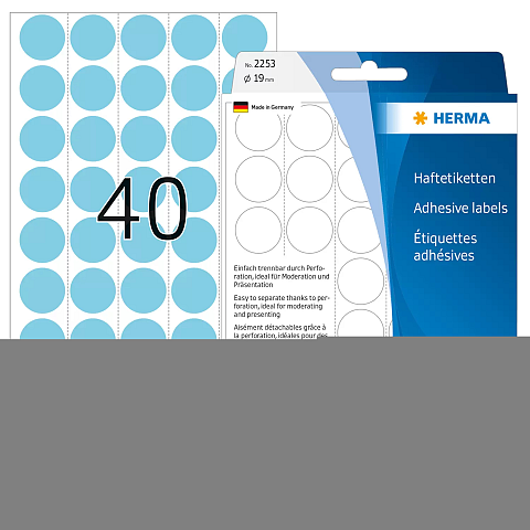 HERMA Vielzwecketiketten/Farbpunkte Ø 19 mm rund blau Papier matt Trägerpapier perforiert 1280 St.