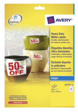 Avery J4773-10 selbstklebendes Etikett Weiß 24 Stück(e)