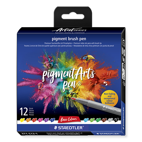 Staedtler Pigment Arts Brush Pen Basic Colors Filzstift Mehrfarbig 12 Stück(e)