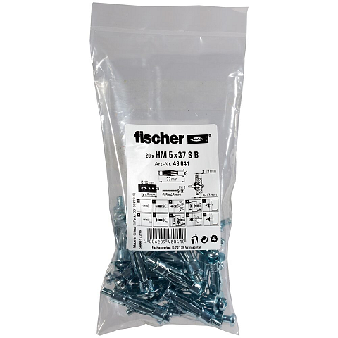 Fischer 48041 Schraubanker/Dübel 20 Stück(e) Schrauben- & Dübelsatz 37 mm