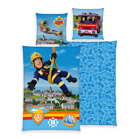 HERDING Feuerwehrmann Sam Bettwäsche-Set ‘Fire Swift’ - 65-x-100-cm-160-x-210-cm-ch