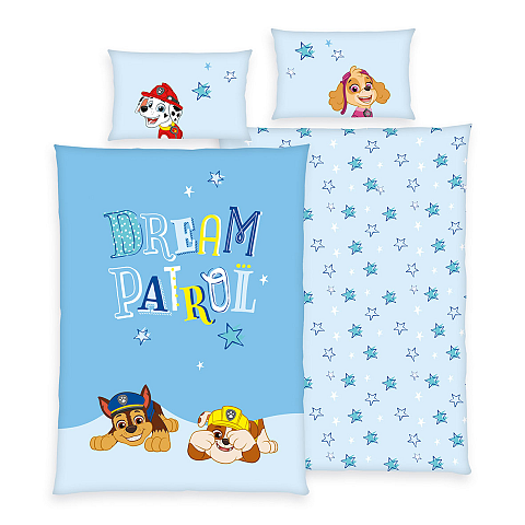 HERDING Paw Patrol Kleinkindbettwäsche-Set ‘Blue Star’ – 100×135 cm, Renforcé