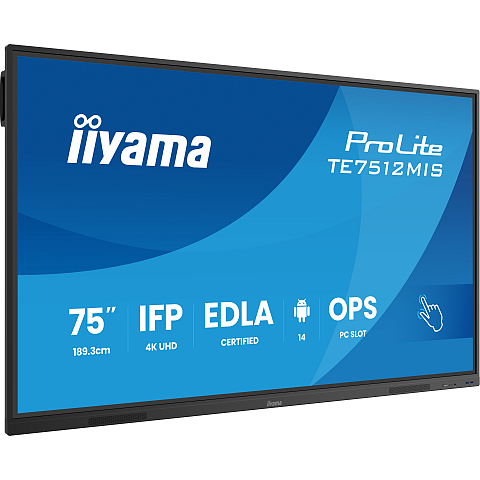 iiyama TE7512MIS-B4AG Signage-Display Kiosk-Design 190,5 cm (75") LCD WLAN 400 cd/m² 4K Ultra HD Schwarz Touchscreen Eingebauter Prozessor Android 24/7