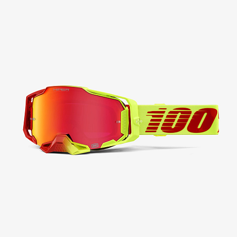100% Armega Goggle Solaris Wintersportbrille Rot, Gelb Unisex Spiegel, Rot Zylindrische (flache) Linse