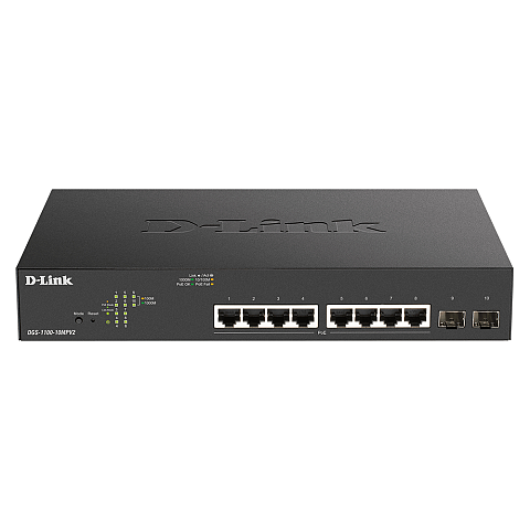 D-Link DGS-1100-10MPV2 Netzwerk-Switch Managed L2 Gigabit Ethernet (10/100/1000) Power over Ethernet (PoE) 1U Schwarz
