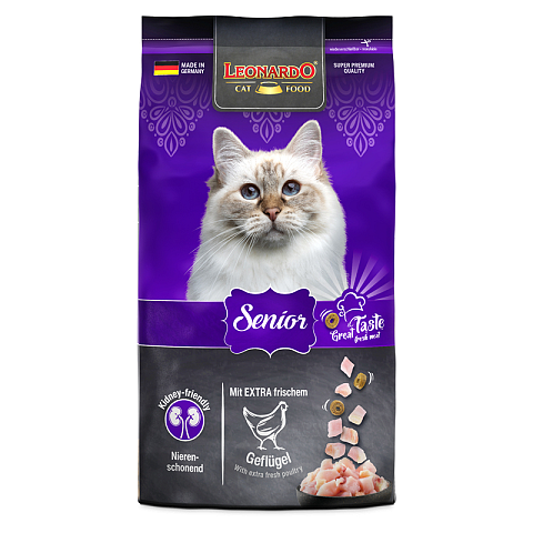 Leonardo Cat Food Senior Katzen-Trockenfutter 1,8 kg Adult Geflügel