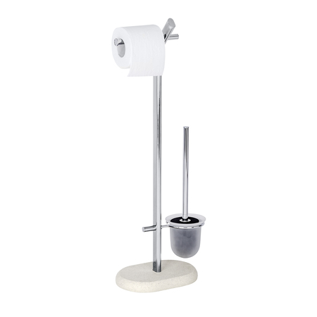 WENKO 21733100 Toilettenrollenhalter Bodenstehend Beige, Chrom