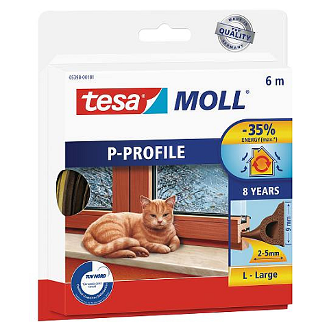 TESA tesamoll 6 m Fenster Dichtungsgummi Selbstklebend Weiß