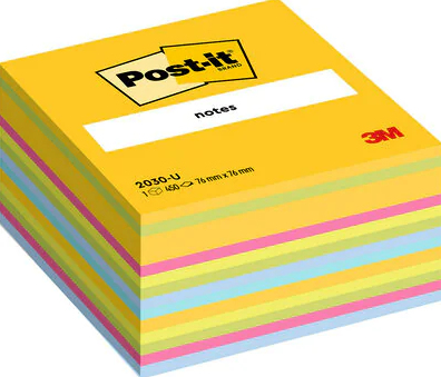 Post-It 7100172383 Klebezettel Quadratisch Blau, Grün, Pink, Gelb 450 Blätter Selbstklebend