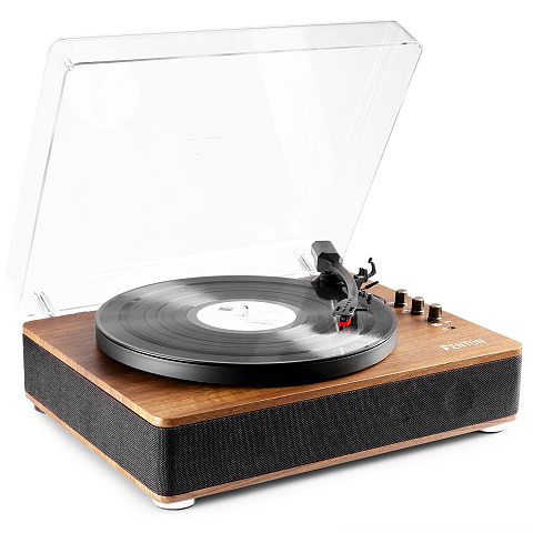 Fenton RP305 Plattenspieler mit Direktantrieb Schwarz, Holz Manuell