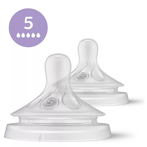Philips AVENT Natural Response SCY965/02 Sauger 5, extra schnelle Durchflussrate, 2er-Pack