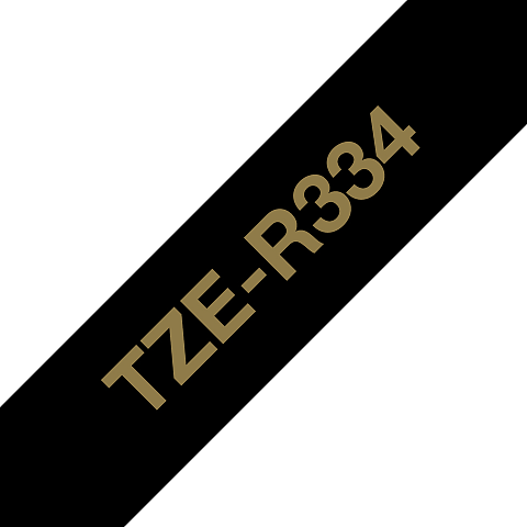 Brother TZE-R334 Etiketten erstellendes Band Gold auf Schwarz