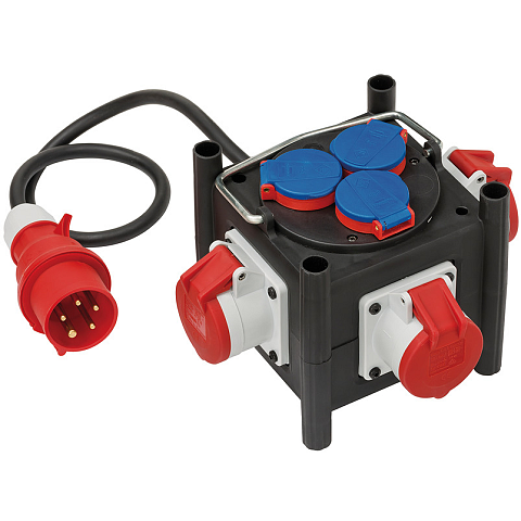 Brennenstuhl 1153680100 Verlängerungskabel 1 m 6 AC-Ausgänge Draußen Schwarz, Blau, Rot, Weiß