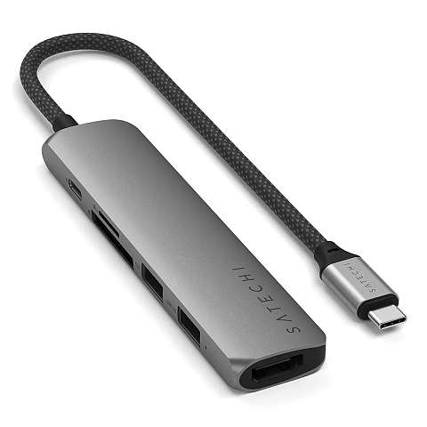 Satechi ST-P6SM Schnittstellen-Hub USB Typ-C 10000 Mbit/s Grau
