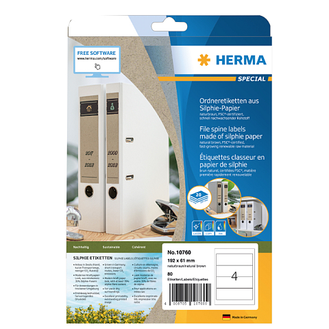 HERMA 10760 selbstklebendes Etikett Rechteck Permanent Braun 80 Stück(e)
