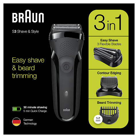 Braun Series 3 81702941 Elektrorasierer Folienschaber Trimmer Schwarz