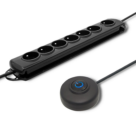 Qoltec 50171 Spannungsschutz Schwarz 7 AC-Ausgänge 230 V 1,5 m