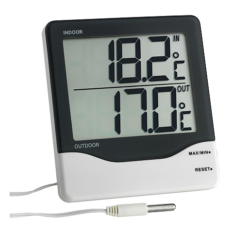 TFA-Dostmann 30.1011 Umgebungsthermometer Elektronisches Umgebungsthermometer Drinnen/Draußen Schwarz, Weiß