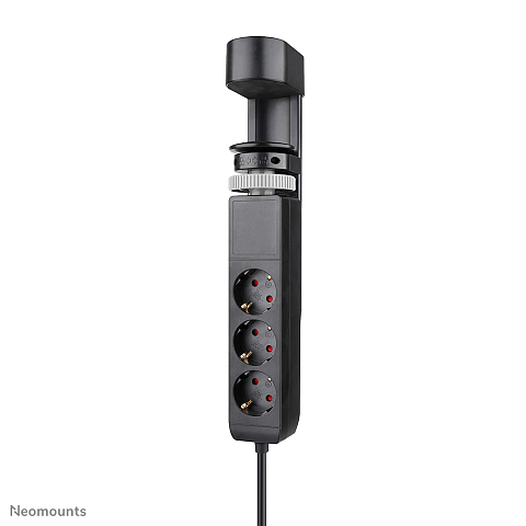 Neomounts DS22-840BL6 Tischsteckdose mit Klemme und USB-C- und USB-A-Anschlüssen - Schnellladung