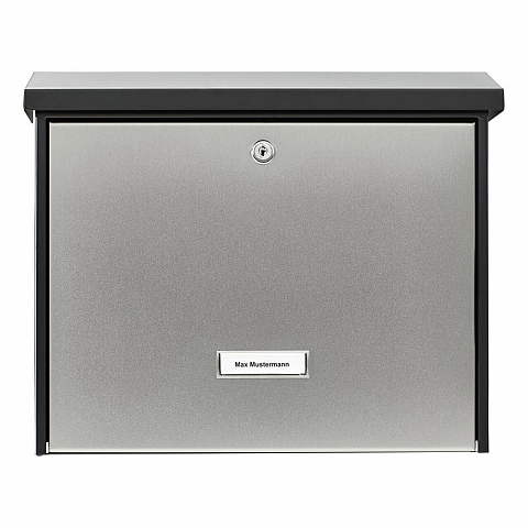 BURG-WÄCHTER London 6867 B+S Briefkasten Schwarz, Edelstahl Wandmontierter Briefkasten Edelstahl