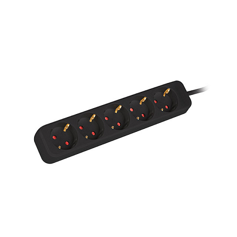 Lanberg PS0-05F-0300-BK Verlängerungskabel 3 m 5 AC-Ausgänge Drinnen Schwarz
