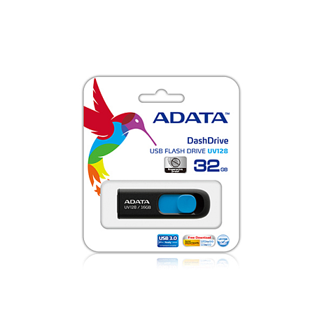 ADATA DashDrive UV128 128GB USB-Stick USB Typ-A 3.2 Gen 1 (3.1 Gen 1) Schwarz, Blau