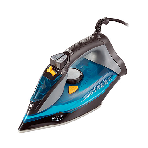 Adler AD 5032 Bügeleisen Trocken-Bügeleisen Keramik-Bügelsohle 2400 W Schwarz, Blau, Grau